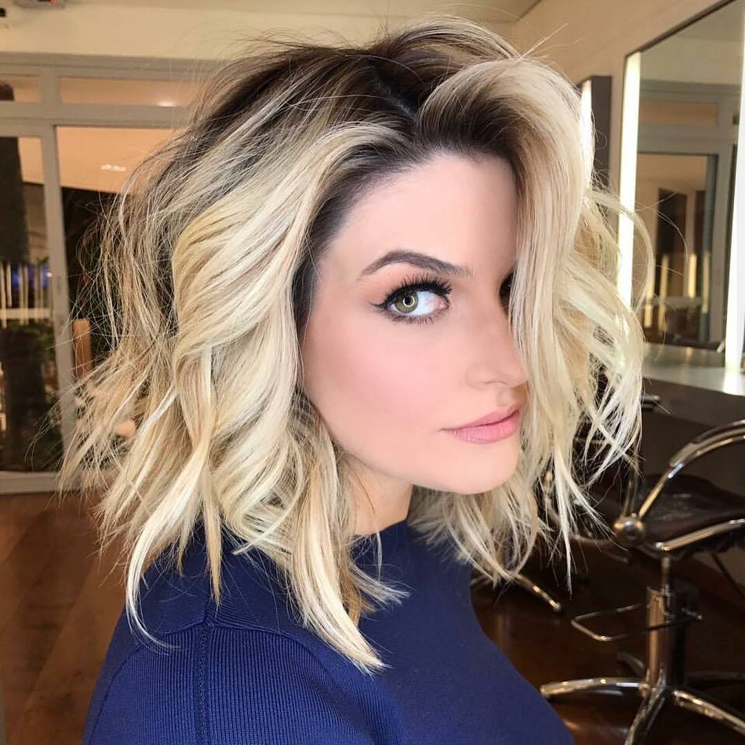 Messy Bob with Blonde Highlights