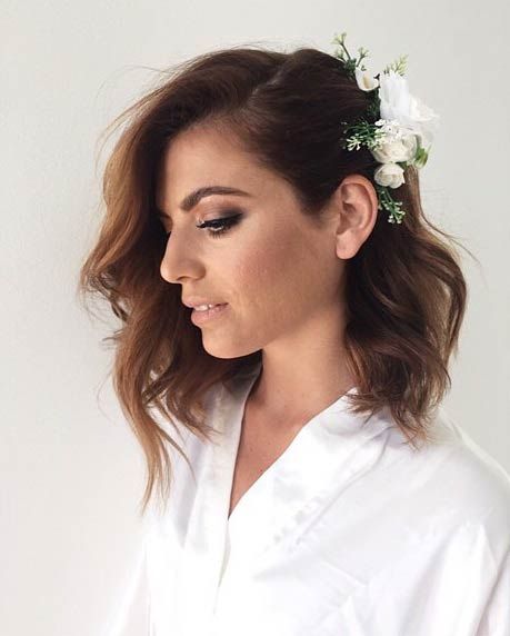 Mid length Hair with Flower Clip