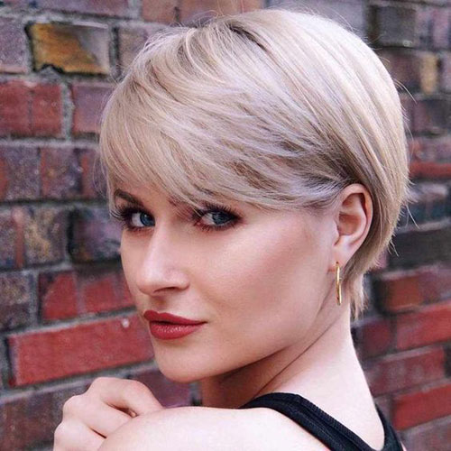 Short Pixie Layered Hair Cut with Bangs