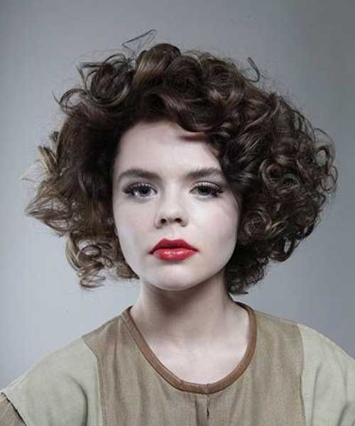 Short Thick Curly Brown Hairstyle