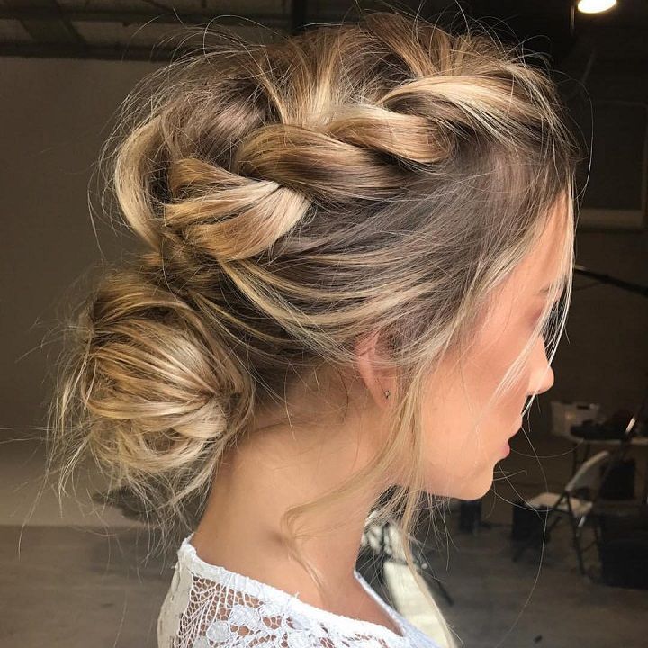 Side Braid with a Low Bun