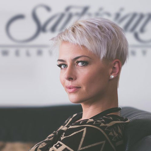 Very Short Platinum Pixie Cut