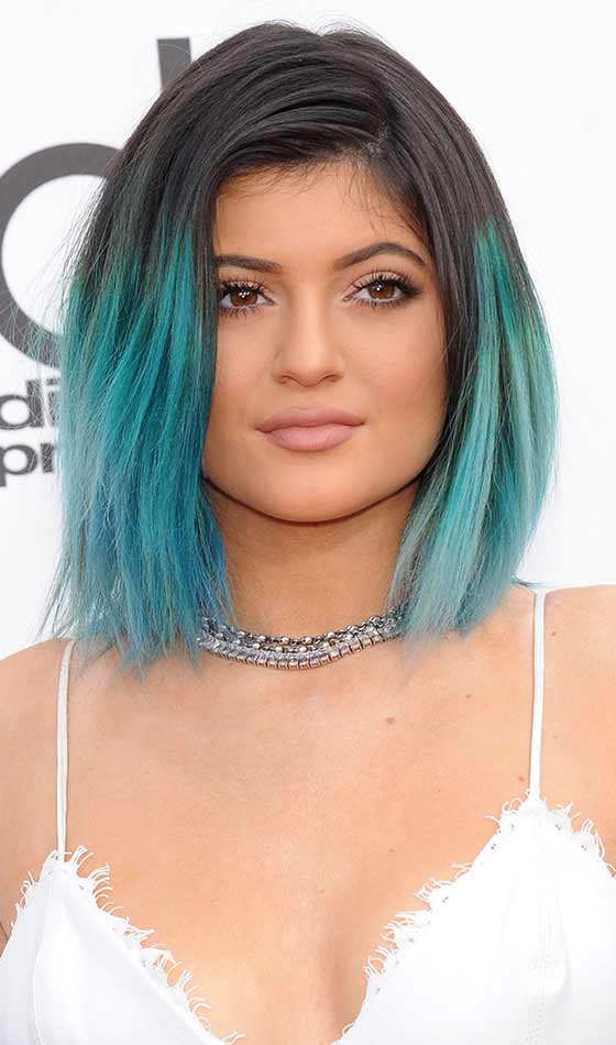 Choppy Blunt Hair With Blue Ombre