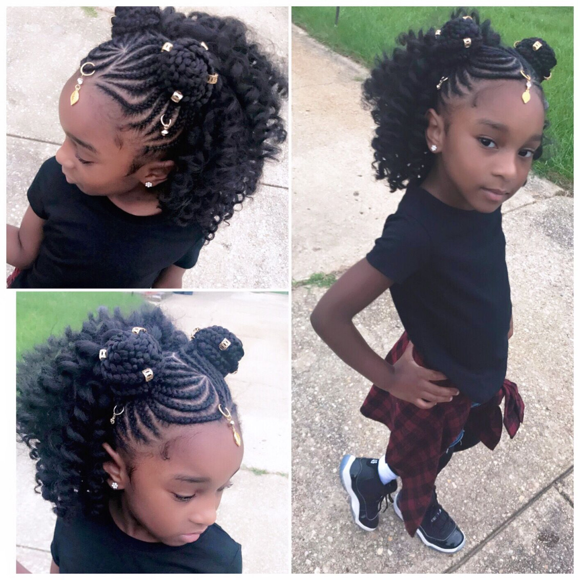 Cornrow Braids with Two High Buns on Both Sides