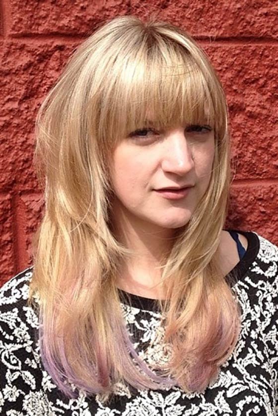 Dip Dyed Layers With Blunt Bangs