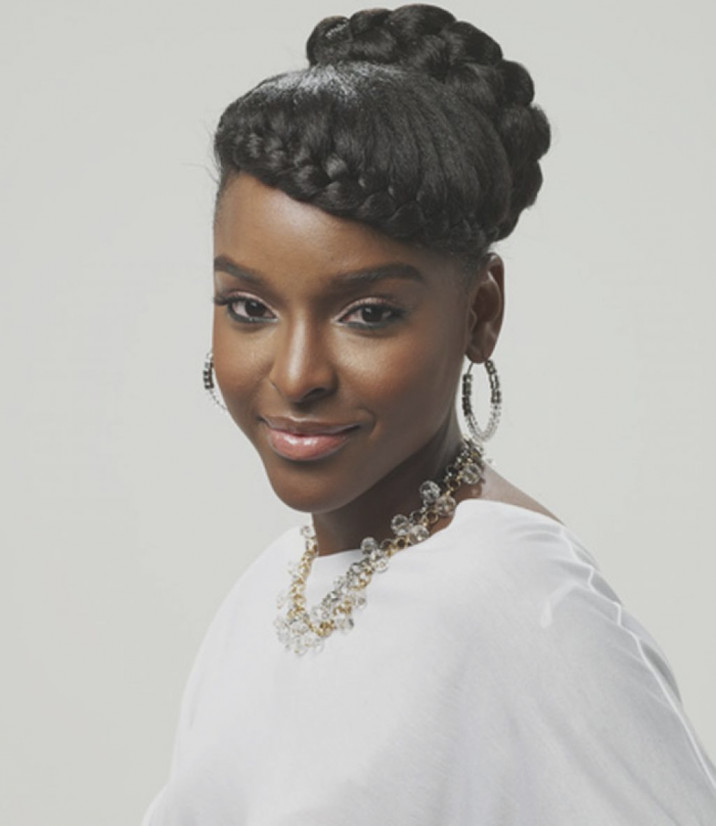 Front Cornrow Braids with Highlighted Strands and a Braided Bun