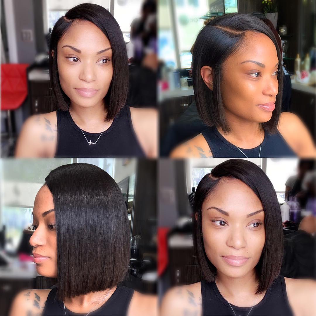 Long Blunt with a Deep Side Parting