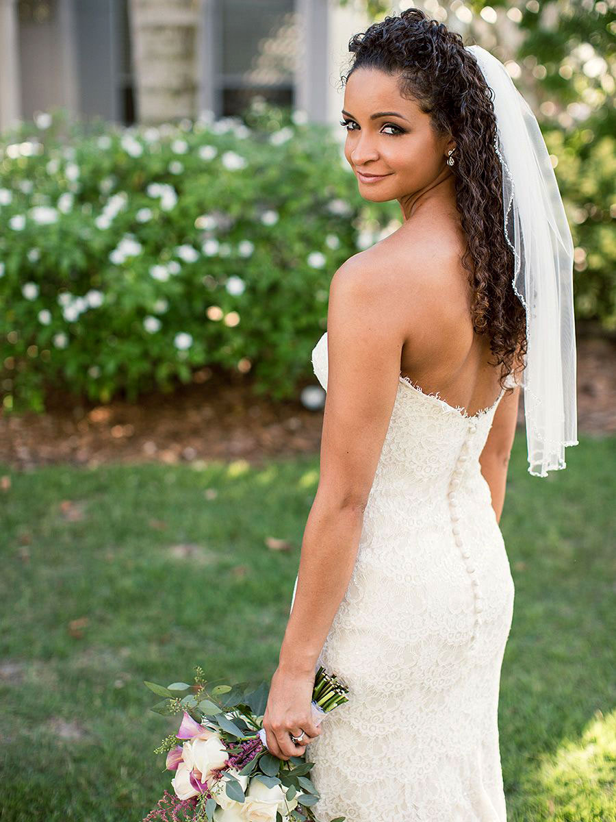 Long Curly Hair with Veil