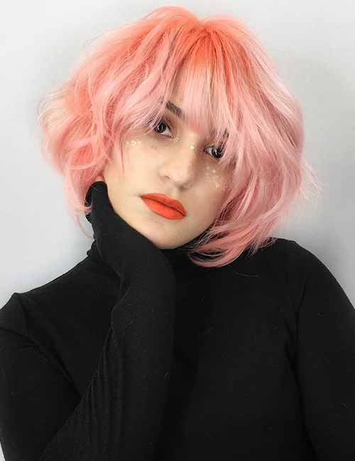 Neon Peach Layered Bob