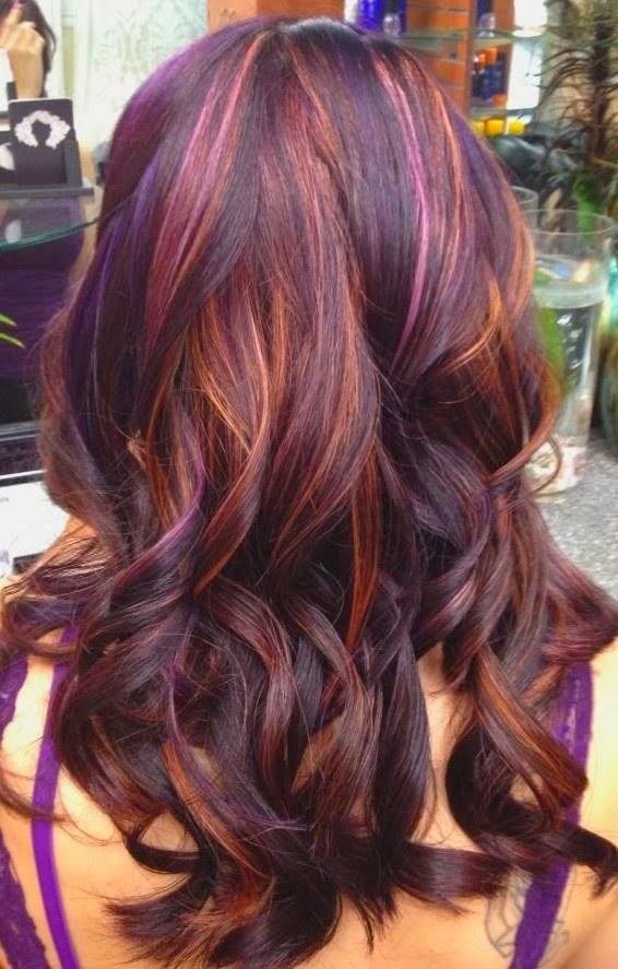 Purple Red Ombre Brunette