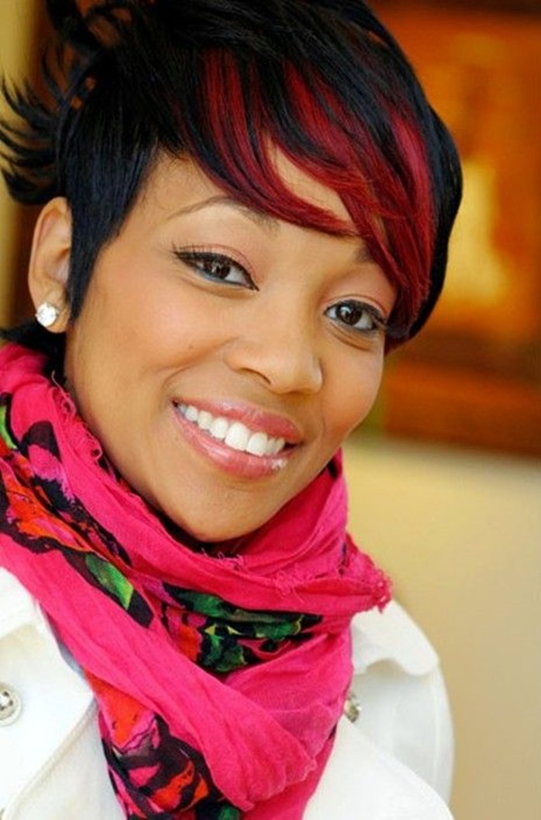 Red Highlighted Pixie Cut