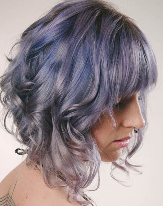 Short Curly Layers With Front Bangs