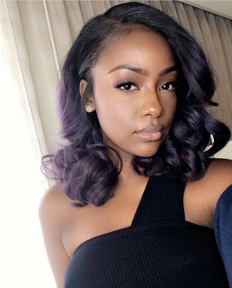Side Parted Black Curly Hair with Bounce