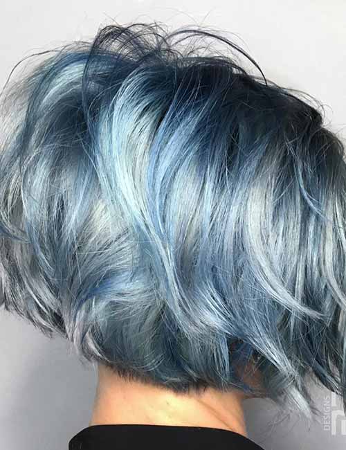 Steel Blue Layered Bob