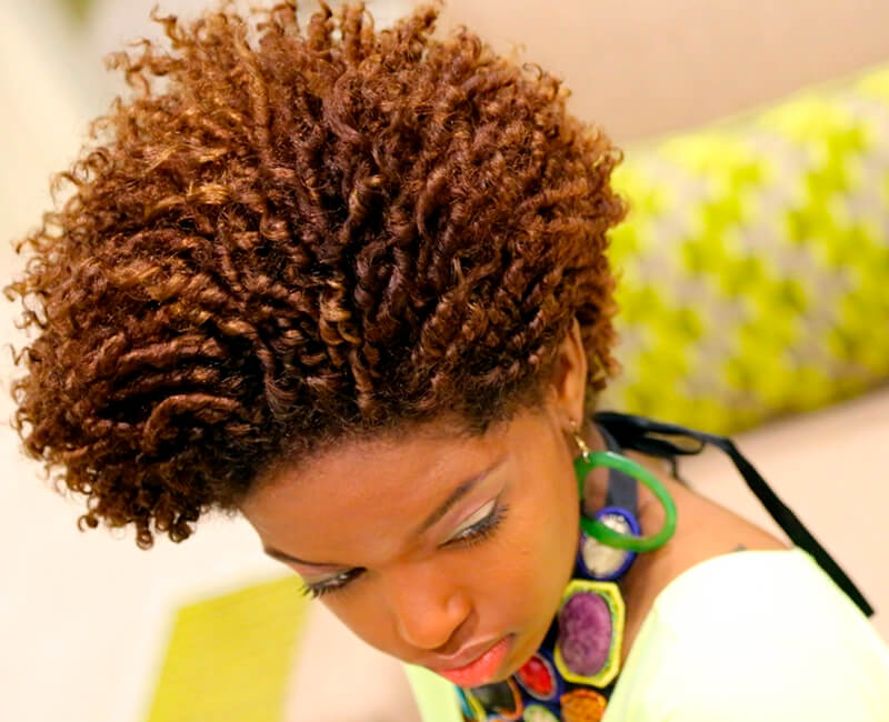 Two Toned Golden Brown Finger Coils Rose Higher