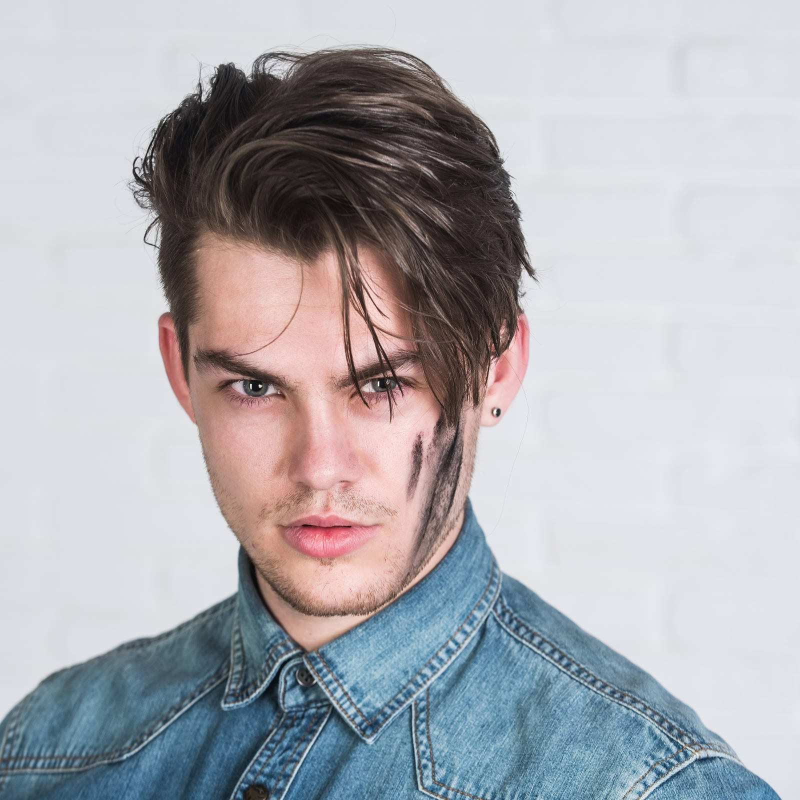 Widows Peak Side Swept Hairstyle