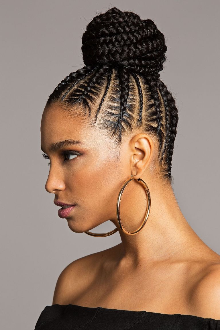 Cornrow Bun Braid Hairstyle