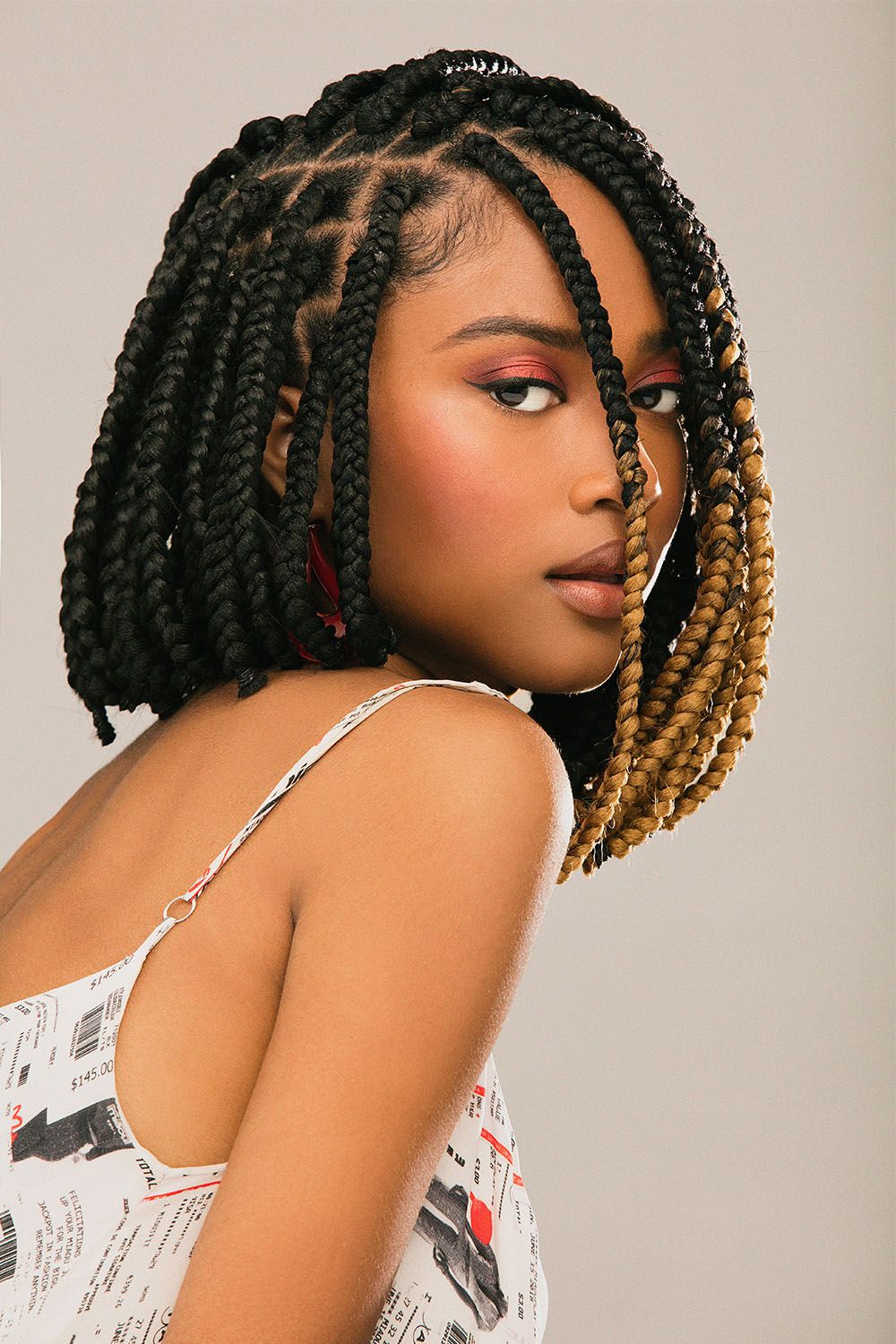 Cropped Brown Bob with Box Braid