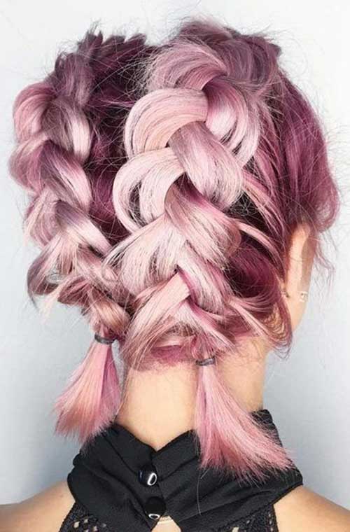 Cute Short Hairstyle with Two Braids