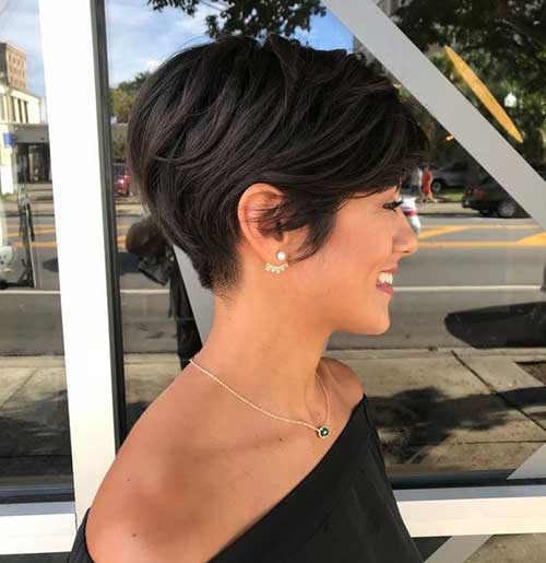 Dark Brown Layered Short Pixie Cut