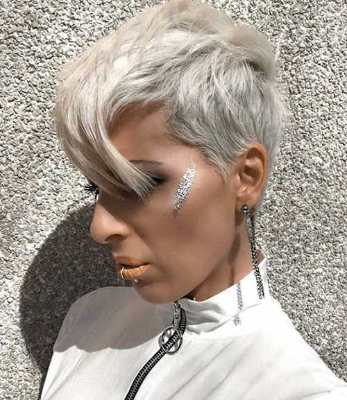 Long Blonde Pixie Bangs