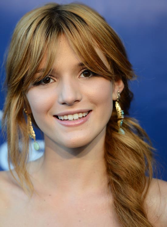 Low Twisted Side Ponytail With Bangs
