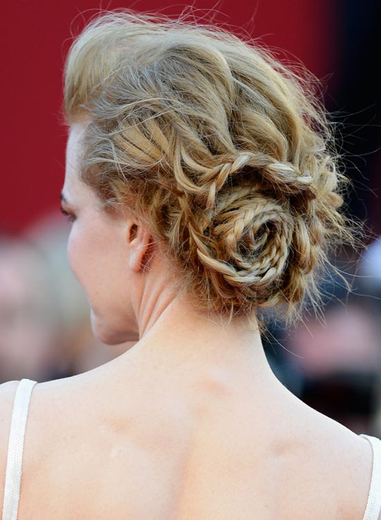 Messy Braided Rose Updo With Puff
