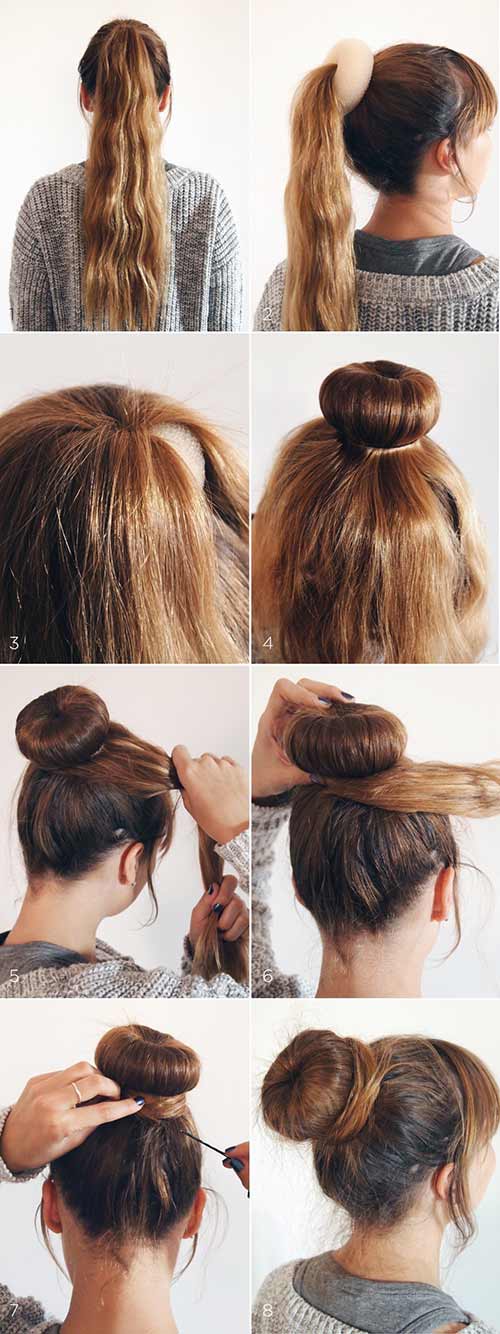 Messy Sock Bun Chignon Hairstyle