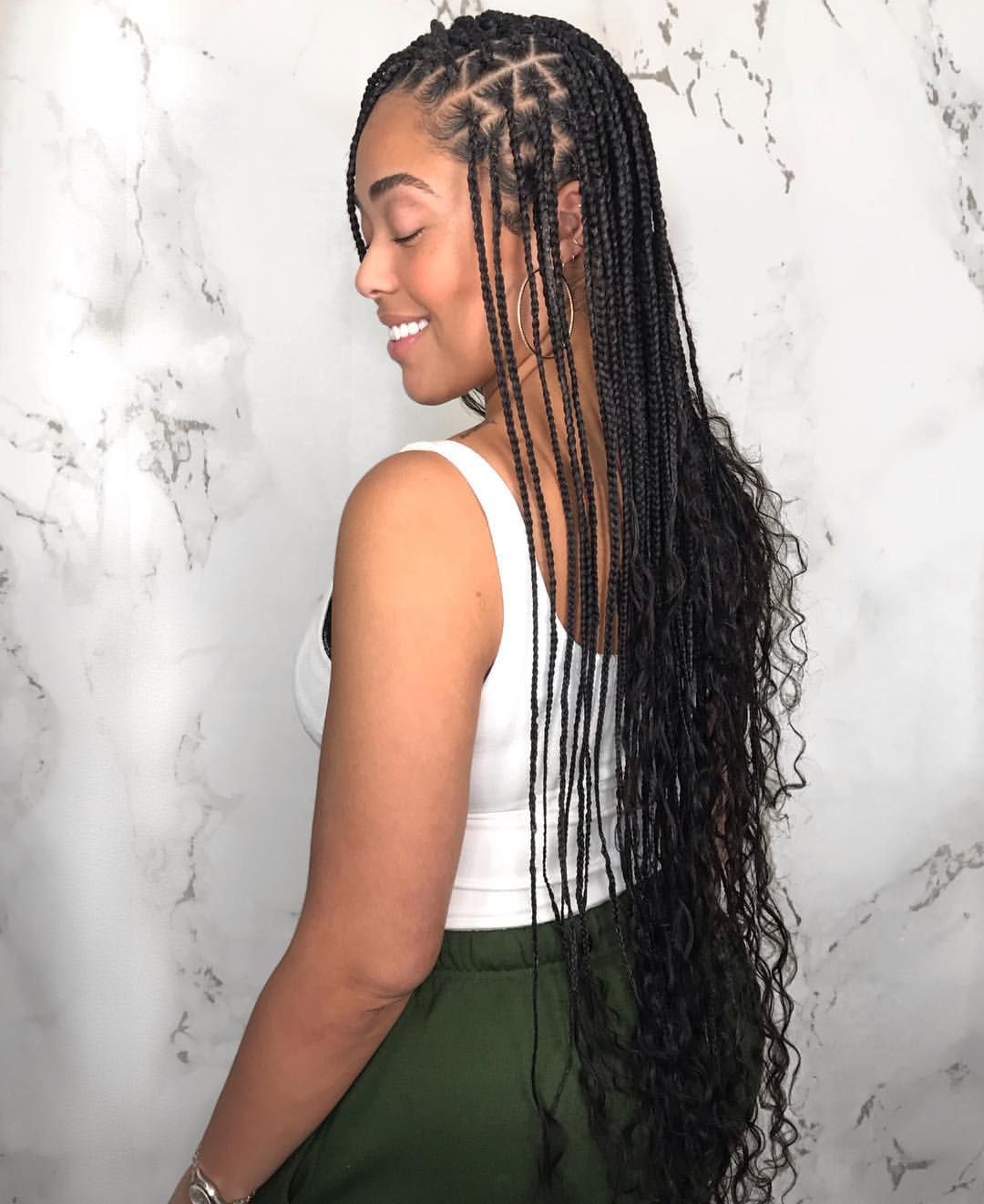 Patterned Narrow Long Knotless Box Braid