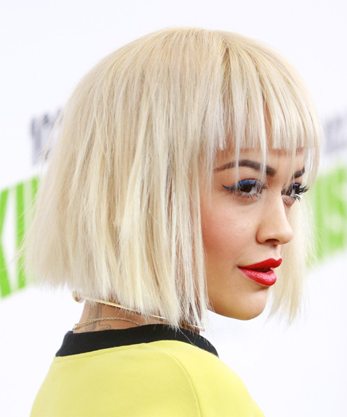 Rita Ora Medium Straight Bob Hairstyle