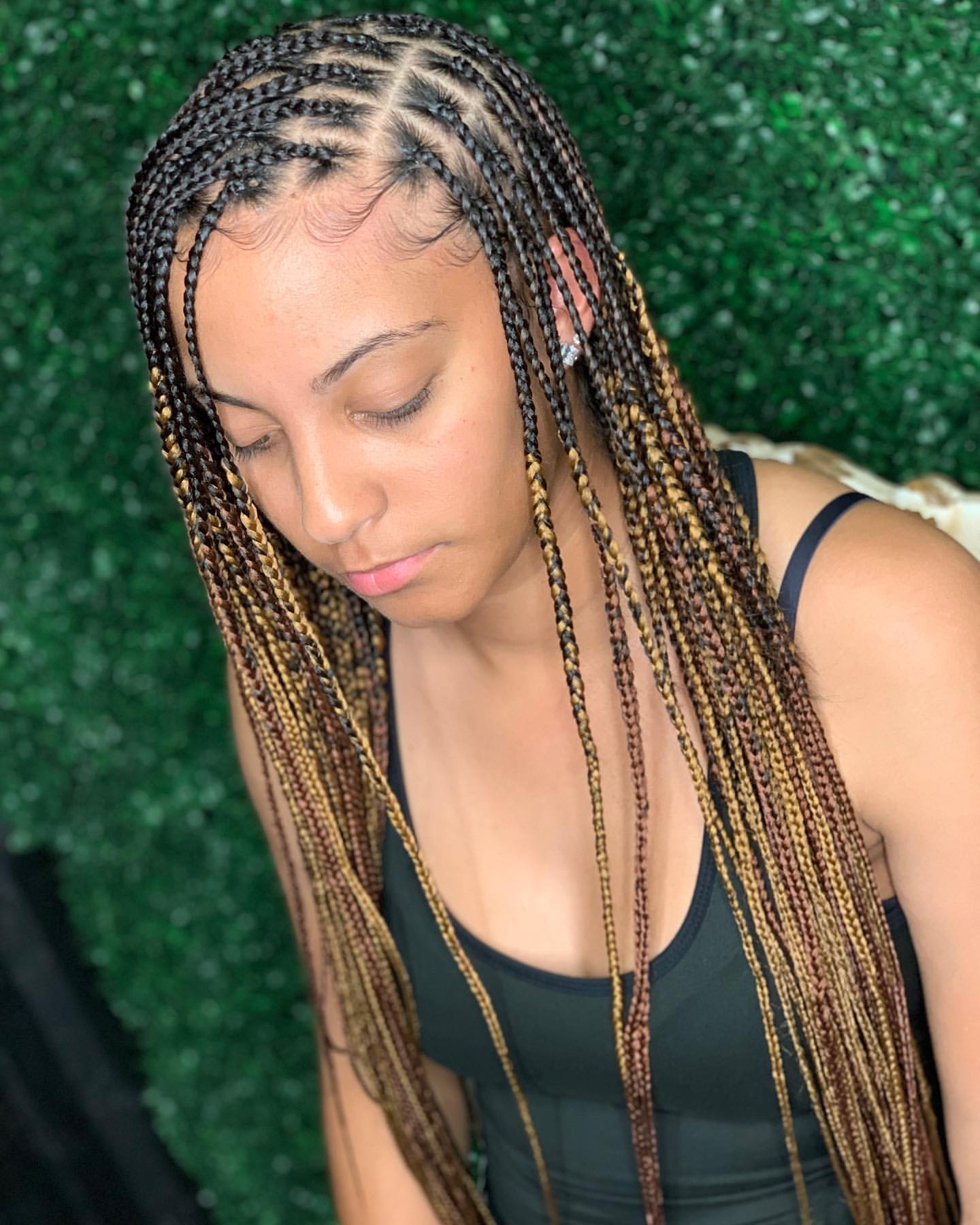 Shaded Narrow Knotless Box Braid