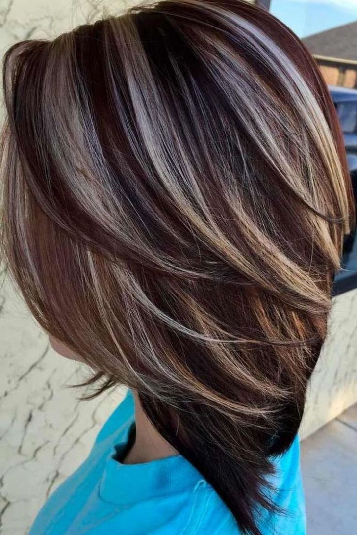 Short combed hair with stripes of desired color