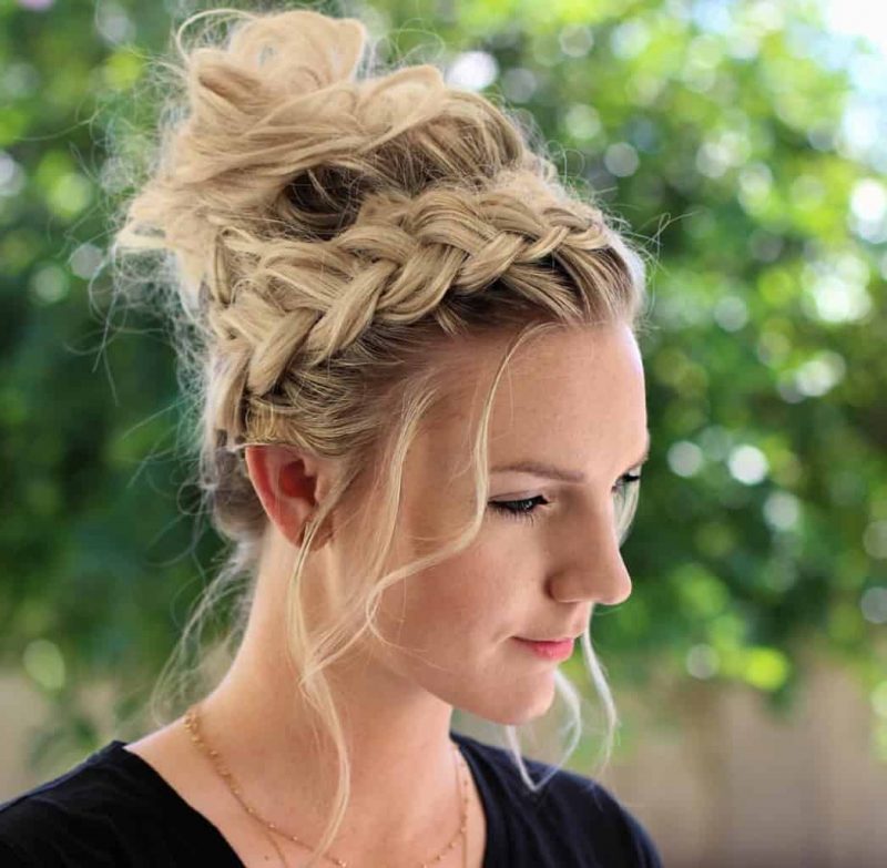 Signature Braid Messy Chignon Hairstyle