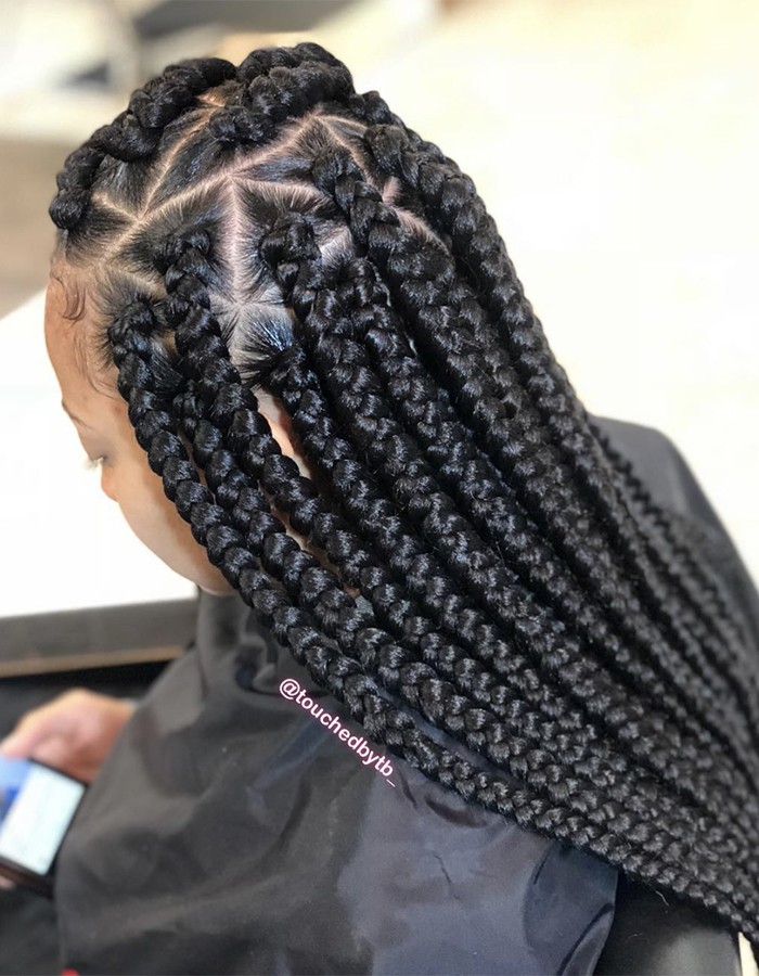 Single Part Triangle Jumbo Box Braids