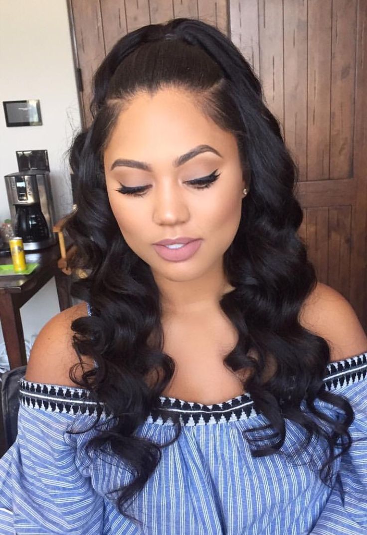 Straight and Tonged Curls with a Half Tie