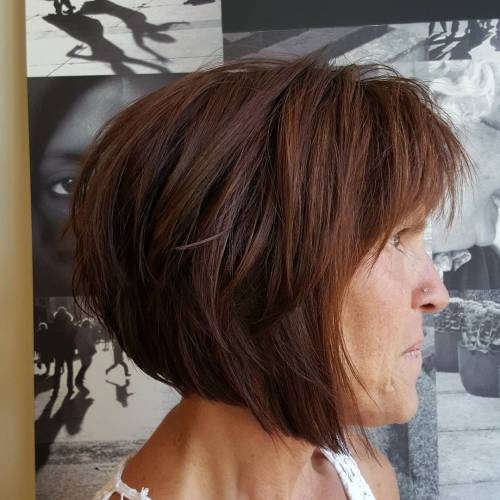 Brown Layered Angled Bob