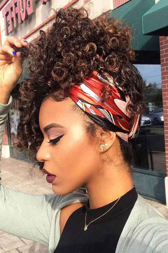 Curly Updo with Bandana