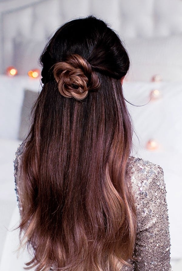 Half Braided Flower Bun