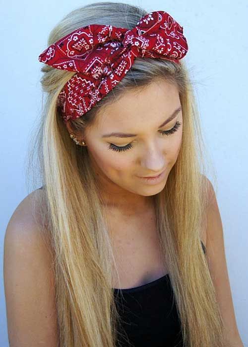 Long Straight Haircut with Bandana
