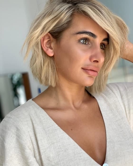Messy Blonde Bob with Bangs