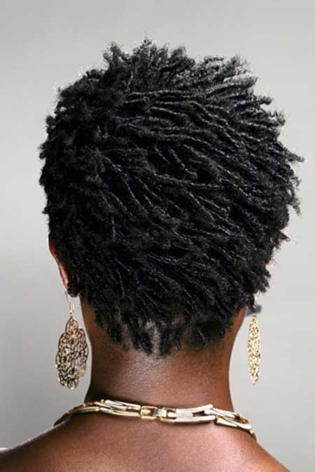 Nice and Awesome Back View of a Lovely Pixie Cut with Kinky Strands of Hair