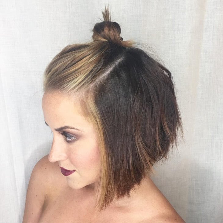Short Hair Half Up Bun Hairstyle