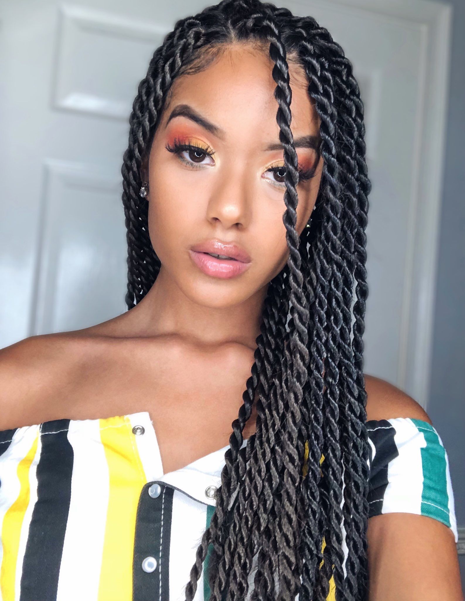 Side Parted Long Twisted Hair