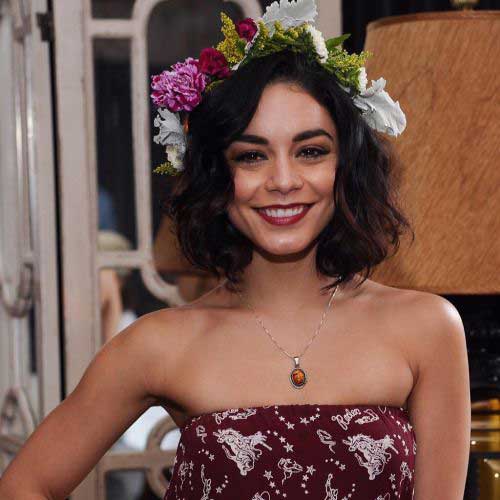 Curly Short Haircut with Flowers for Women