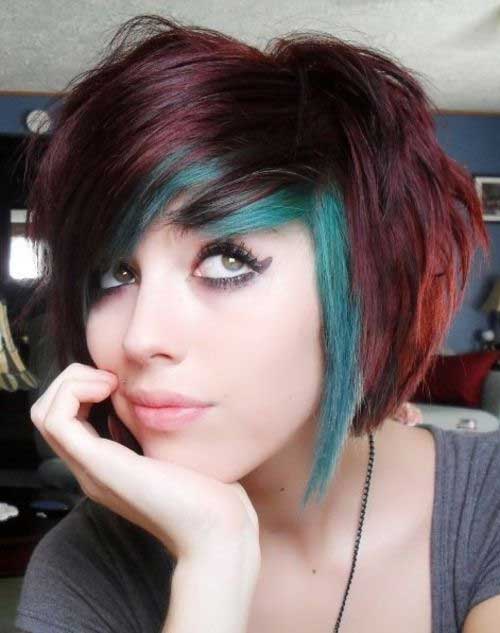 Cute Short Purple and Green Hair