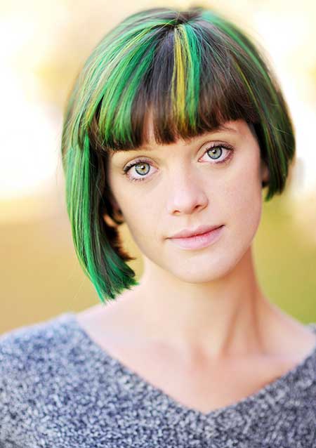 Dark and Green Yellow Highlights Hair