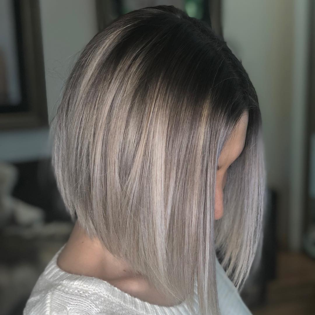 Deep Angled Silver Blonde Bob
