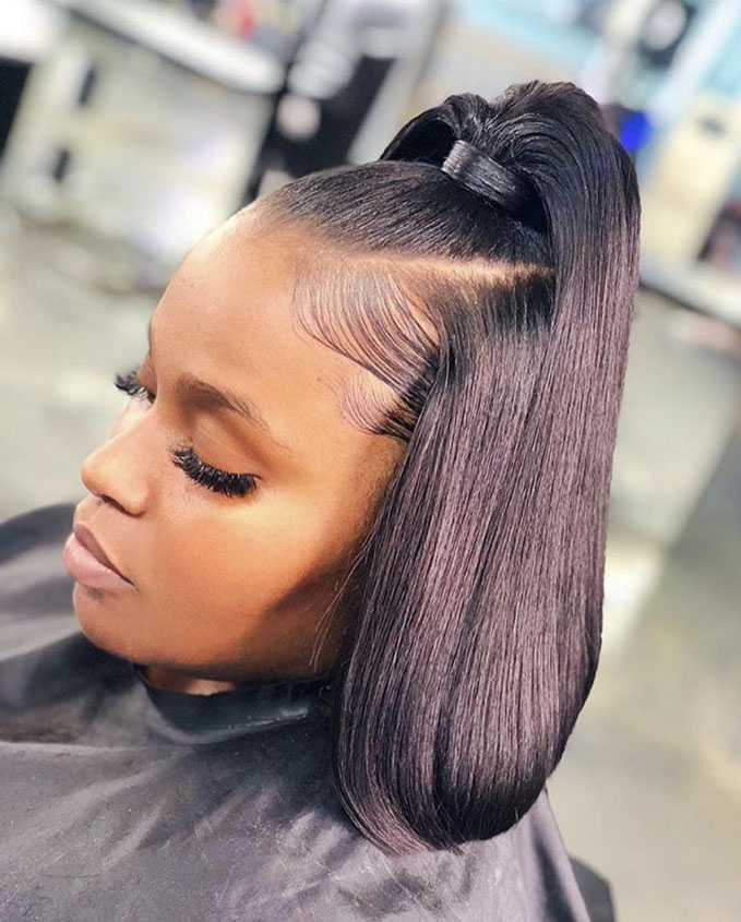 Half Up Ponytail with Bob Haircut