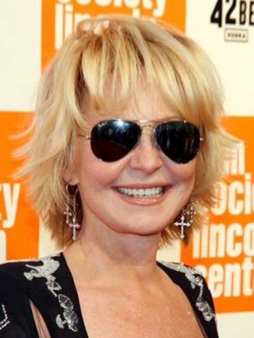 Short Blonde Hairstyle with Bangs for Older Women
