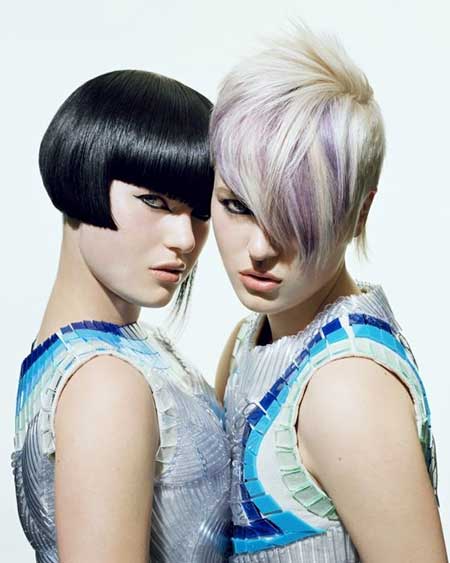 Short Blonde Purple Highlights